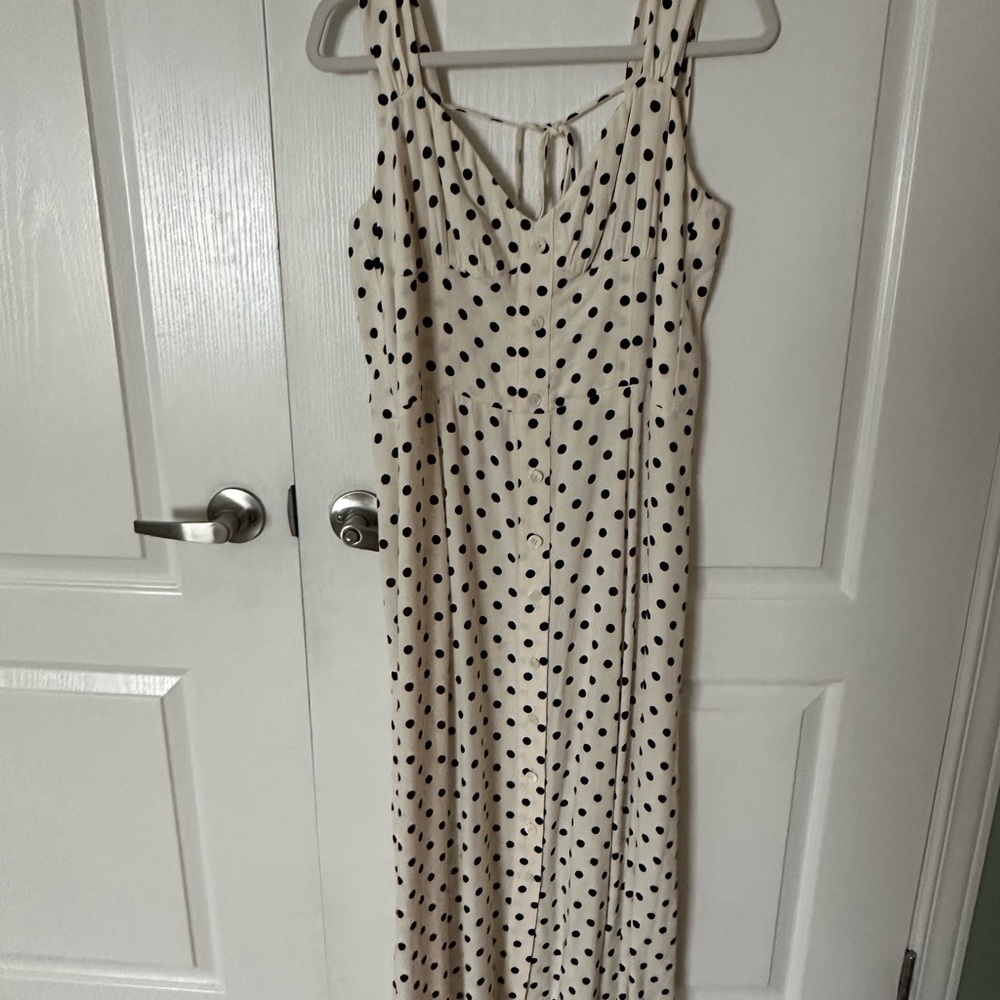 Reformation Cream and Black Polka Dot Maxi Dress - Picture 1 of 3